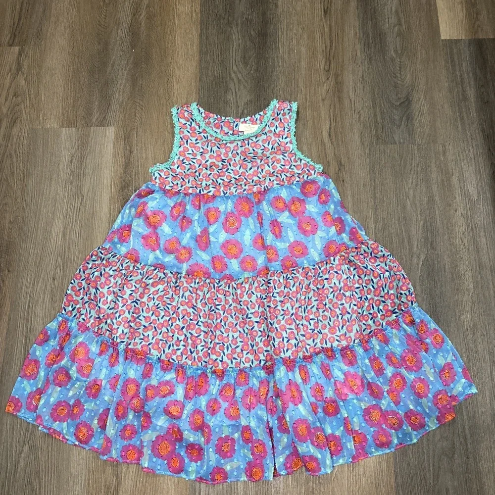 Kate Spade Dress Girl's Size 10 Floral Chiffon Trapeze Tiered Fully Lined Easter